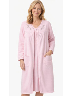 Secret Treasures Womens Sleep Set L Nightgown + XL Robe Pink Floral Embroidery